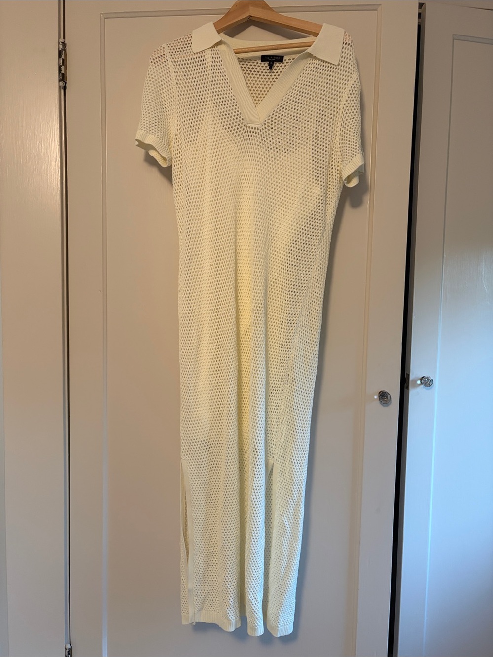 Off white Knit Polo Maxi Dress